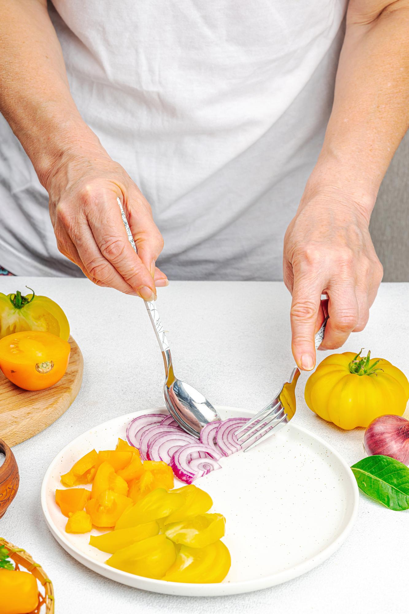 Hands preparing artisanal dish